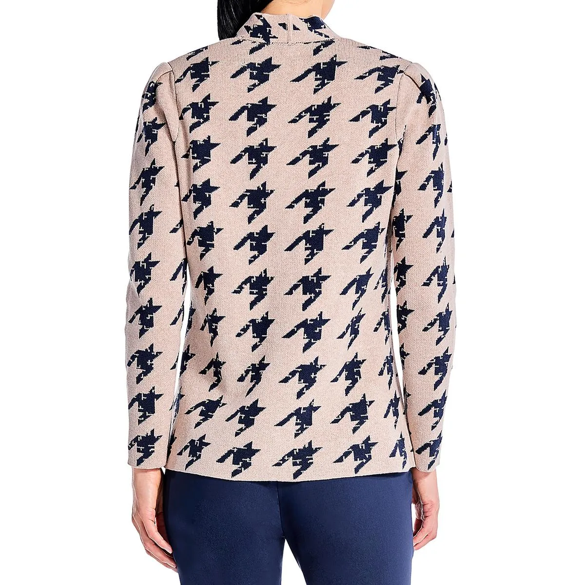 Womens Houndstooth One Button Cardigan Sweater