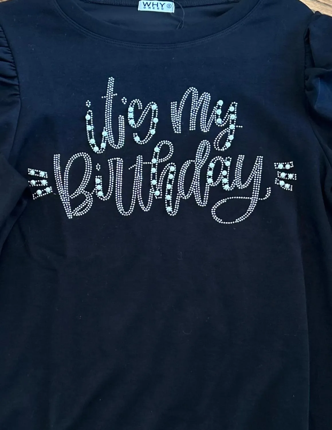 Women's It's My Birthday Puff Sleeve Sweatshirt In Black