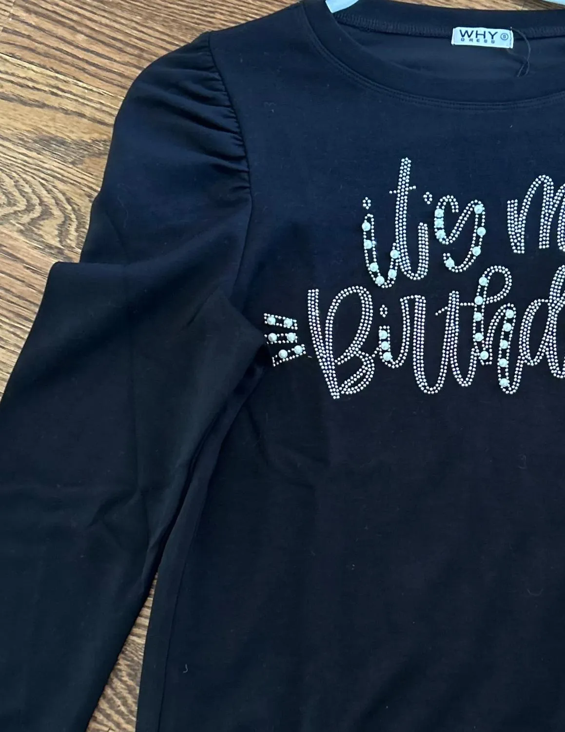 Women's It's My Birthday Puff Sleeve Sweatshirt In Black