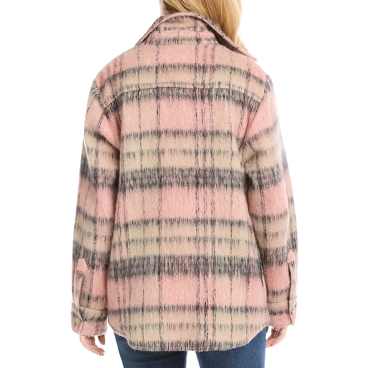 Womens Plaid Collared Shirt Jacket