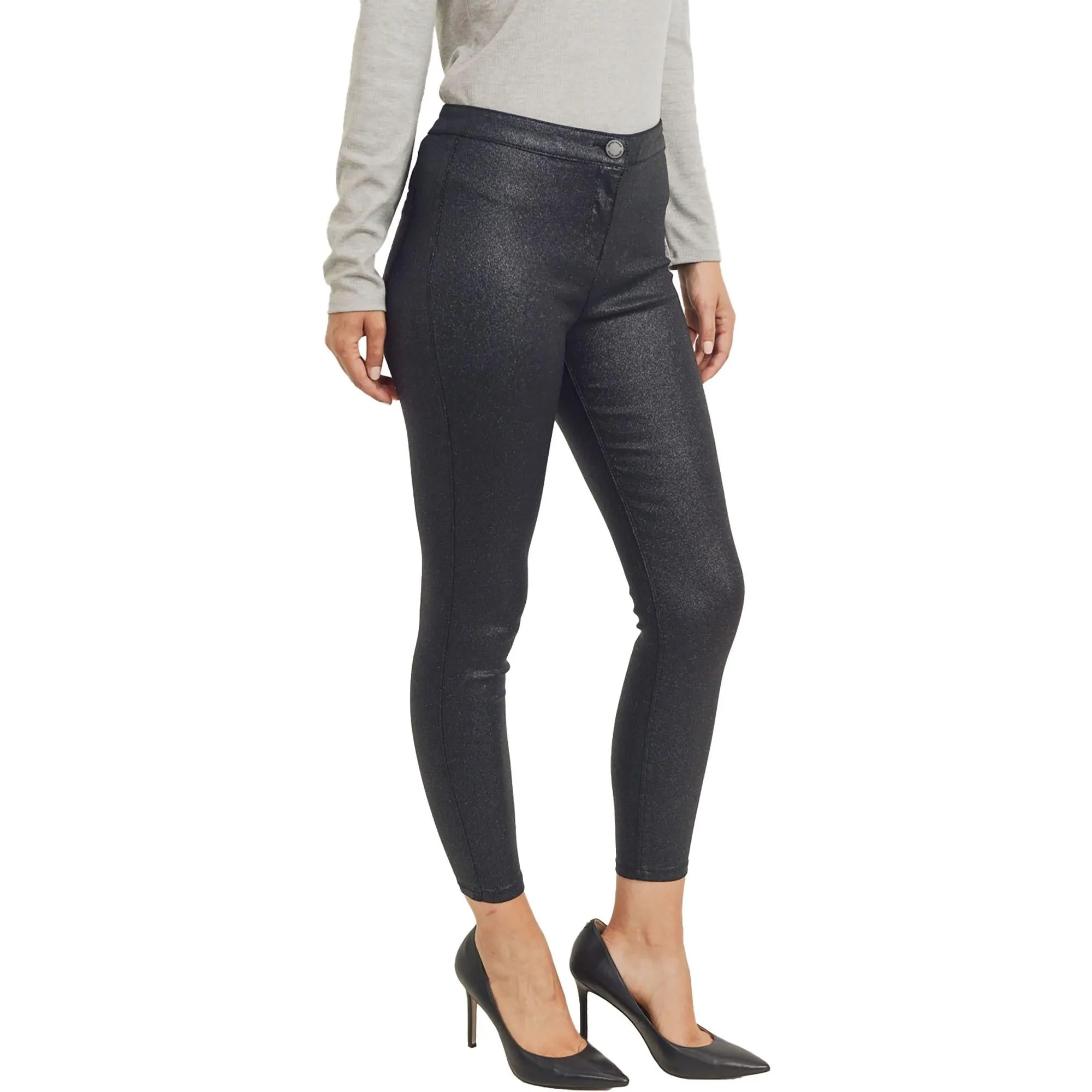 Womens Sparkle Pockets Ankle Pants