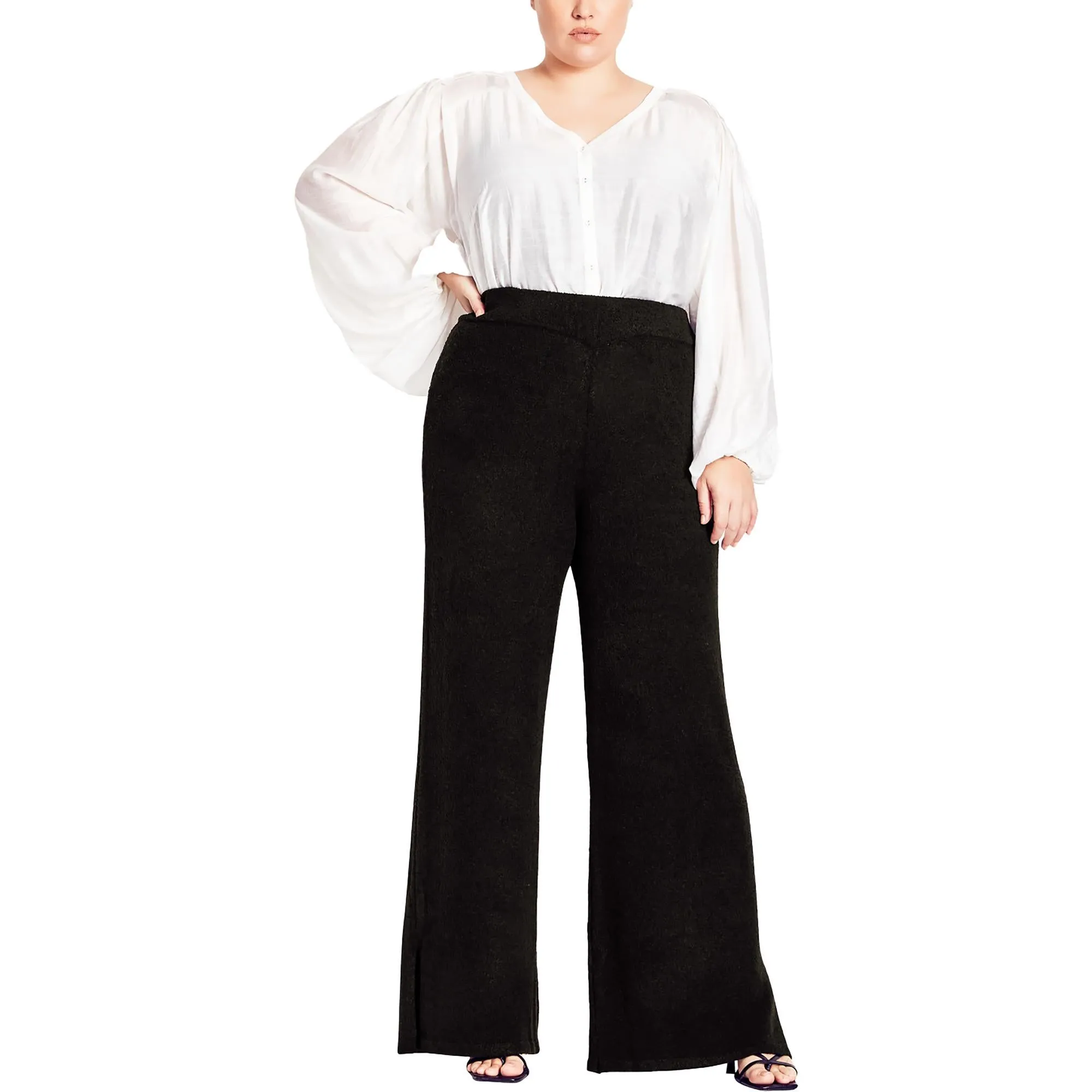 Womens Split Hem Long Wide Leg Pants