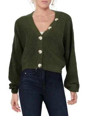 Womens V-Neck Cropped Cardigan Sweater