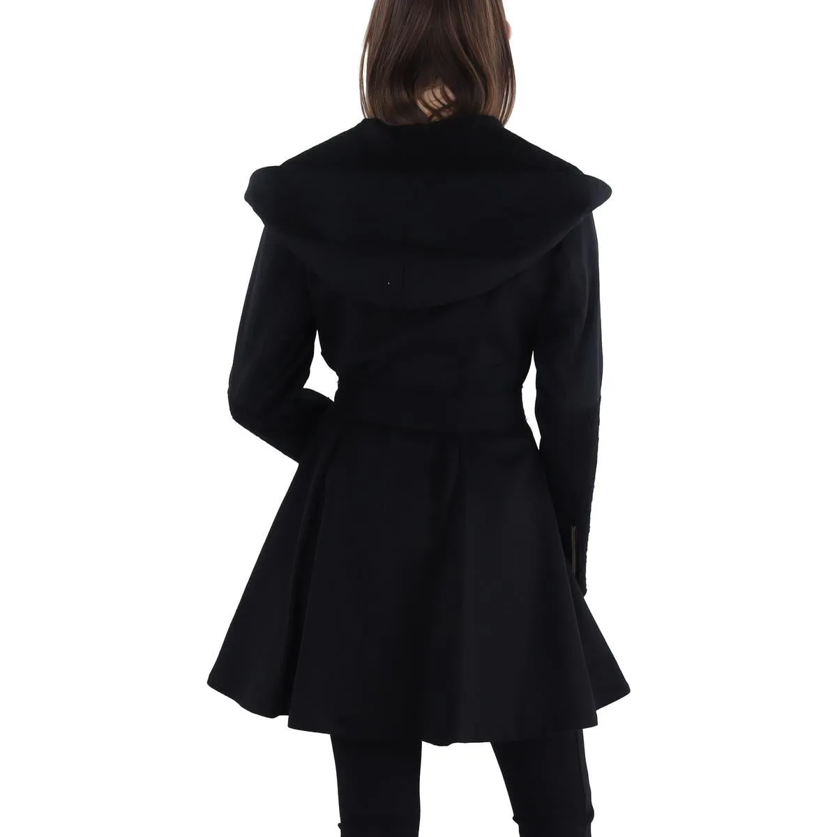 Womens Wool Blend Hooded Wool Coat