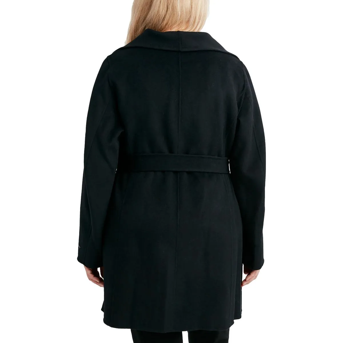 Womens Wool Blend Tie Belt Wrap Coat
